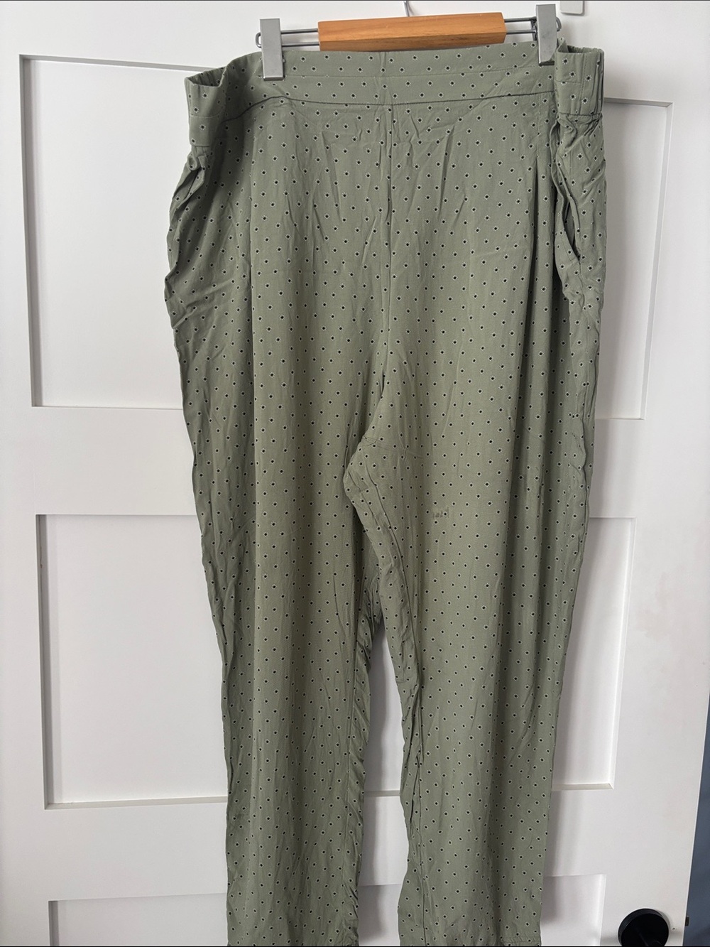 Marks & Spencer Olive Green Straight-Leg Polka Dot Pants